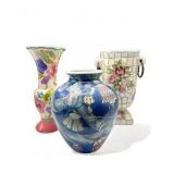 3 Ceramic & porcelain floral vases