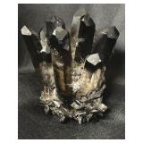 Smokey quartz pointy cluster specimen