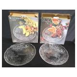 Pair of vintage studio nova crystal rose platters