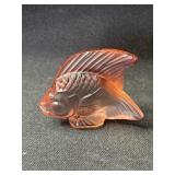 Lalique amber crystal fish in box