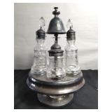 Silver plated cruet set with bell