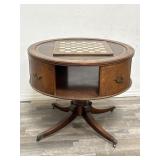 Vintage leather top chess game table