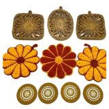 Mid century floral pot holders, trivets &