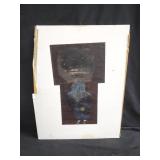 Signed mixed media abstract art backed on