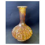 Vintage marigold carnival glass vase