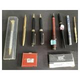 Group of vintage pens, Mont Blanc ink cartridges