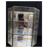 Vintage glass and brass curio cabinet