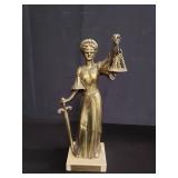 Vintage brass on marble base Themis statue