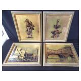 Group of reverse printed mixed media glass art