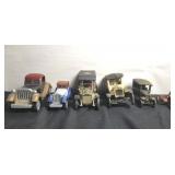 Group of vintage cast iron, tin, and wooden toy