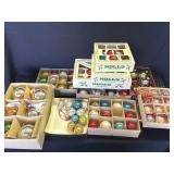 Large group of VTG Christmas ornaments in box