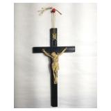 Wood crucifix with metal Jesus
