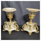 Pair of vintage alabaster candle holders