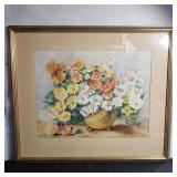 Signed floral watercolor painting