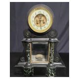 Black marble mantel clock