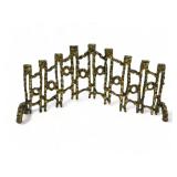 Vintage brass brutalist menorah, 6" h. X 11 1/4"