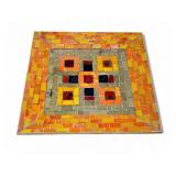 Mid century glass tile mosaic tray, 9 3/4" sq.