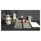 Box of silver plated and pewter items