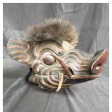 Indonesian hand carved wood boar mask