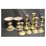Group of brass candle holders