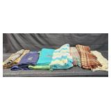 Large group of wool blankets, afghans, large raw