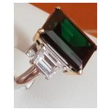 Sterling silver ring with lab created termaline