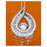 Sterling silver chain and pendant with cz