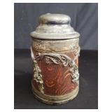 Vintage wood and silver plated beer stein