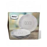 New Parini 4pc ceramic 10" plate set Damaged