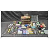 Large group of office and school supplies, box