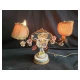 Vintage hand-painted figural porcelain lamp on