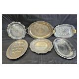 Group of vintage silver plated serving trays,