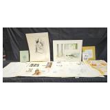 Large group of Mid-century art with many pages