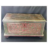 Vintage Asian style carved wood storage box
