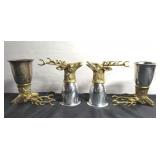 Four Godinger silver plate & brass stag
