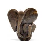 Stone momma & baby elephant figurine, 8 1/2" h.