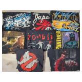 8 mens graphic tees, various sizes