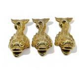 3 mid century gold ceramic koi fish figurines