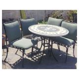Patio set with 4 chairs & table w/ round stone