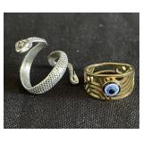 Snake and all seeing eye ring lot