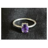 Sterling  silver & amethyst ring