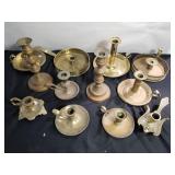 Group of assorted brass candle holders