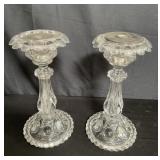 Pair of vintage glass candlesticks