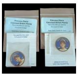 Pair of Princess Diana Colorized British Pennies.