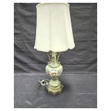 Vintage English hand painted porcelain lamp with
