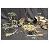 Box of miscellaneous, candle holder, tools, etc.