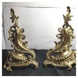 Pair of brass andirons