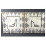 Pair of vintage framed high heel wall prints