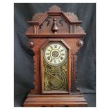 Victorian carved wood parlor mantel clock