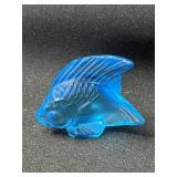 Lalique sapphire crystal fish in box